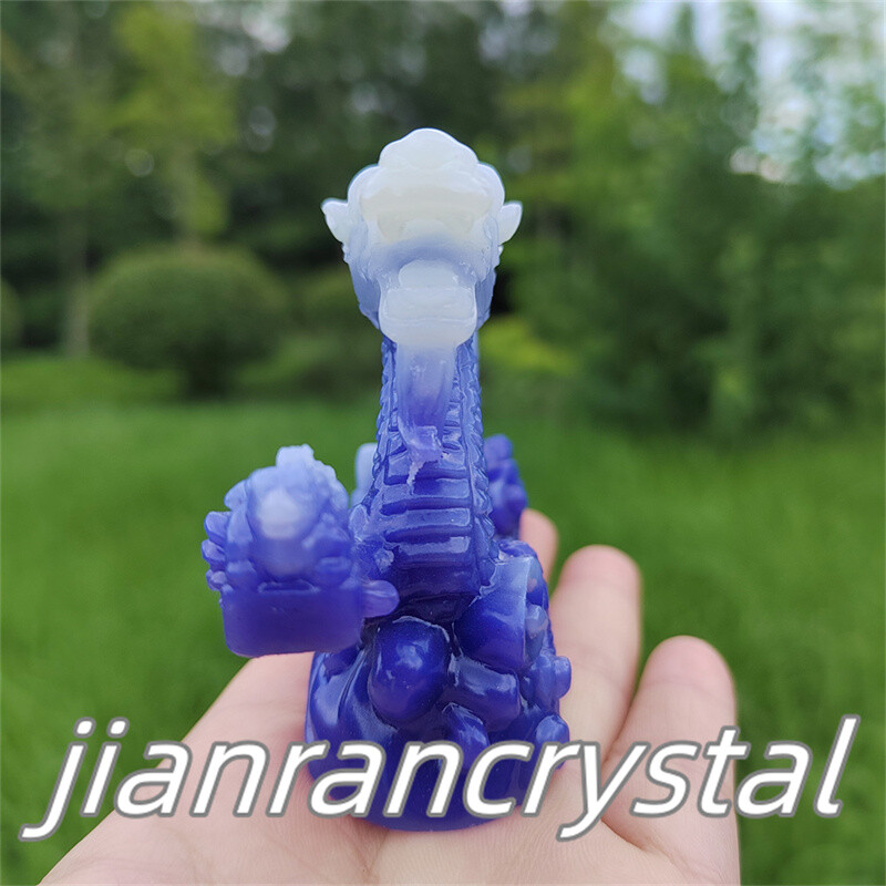 4″ Luminous Stone Dragon Skull Resin Decor Skull Reiki Chinese Dragon 1pc