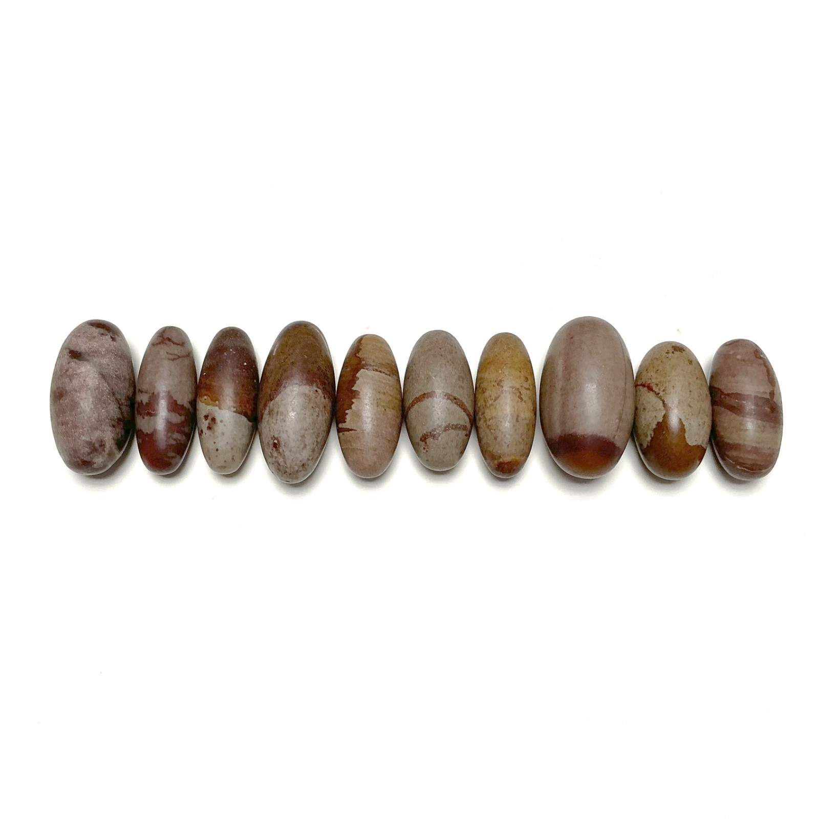 Lot of 10 Shiva Lingam Narmada River Stones 2.25-2.5″ Polished Stones India