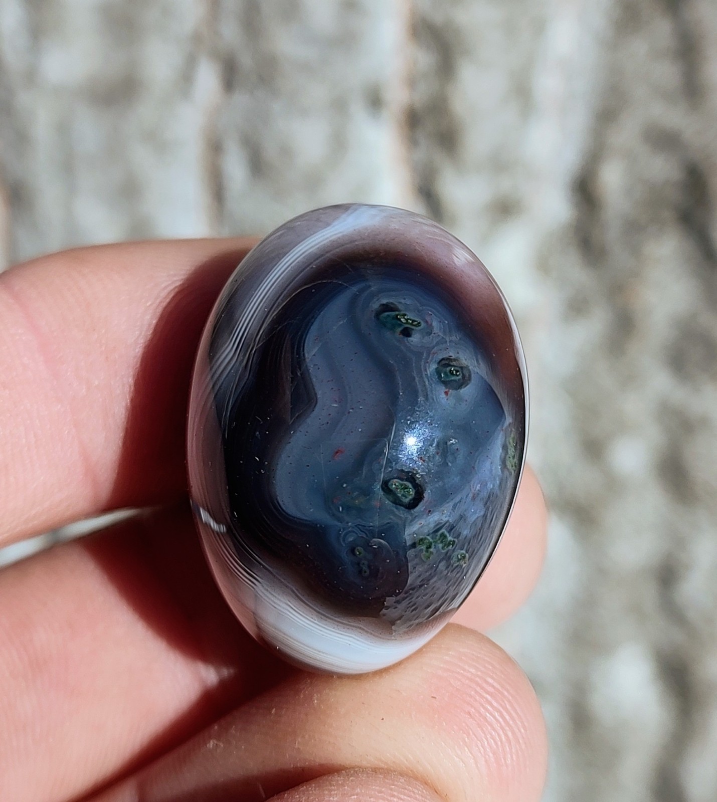 27g Polished Botswana Agate, Beautiful Shadow Band Layered Botswana Agate