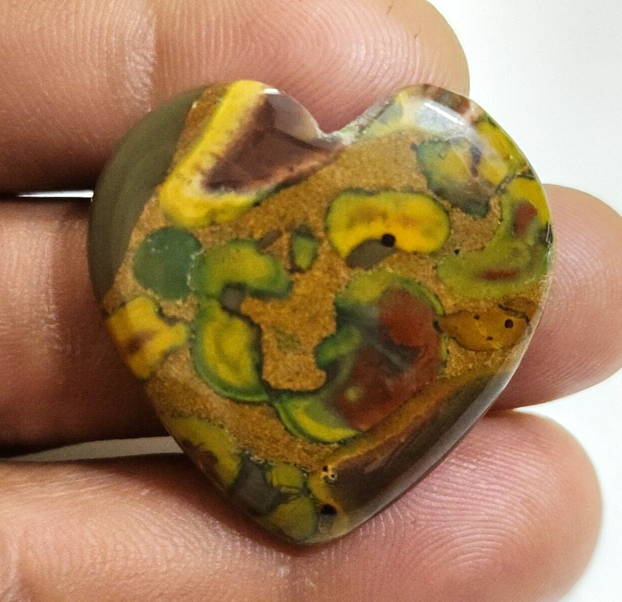 Amazing Fruit Jasper Heart Shape Cabochon 50 Crt Loose Gemstone