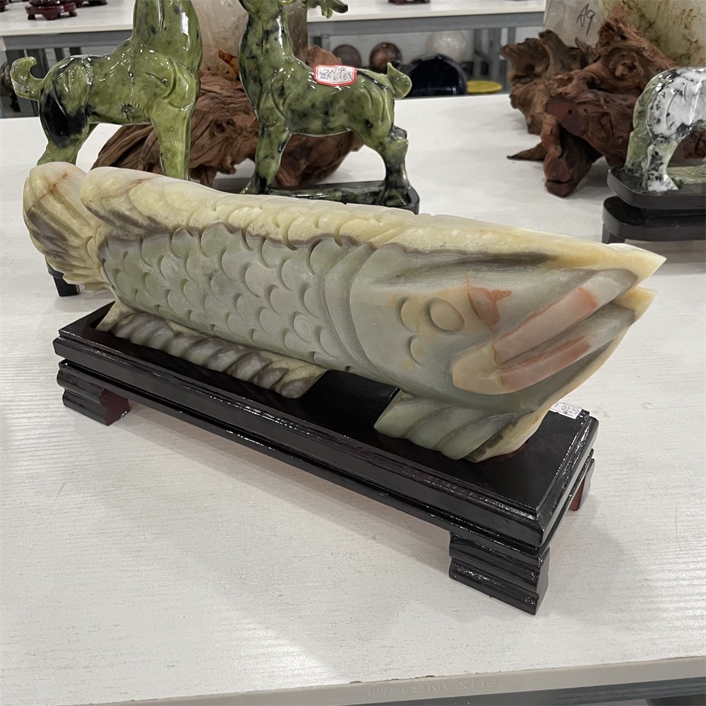 17.1LB 17.1″ Natural Afghan Jade Money Fish Quartz Crystal Animal Healing Decor