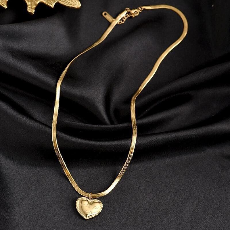 Women’s Fashion Jewelry Gold Heart Love You More Pendant Necklace Gift 1PC