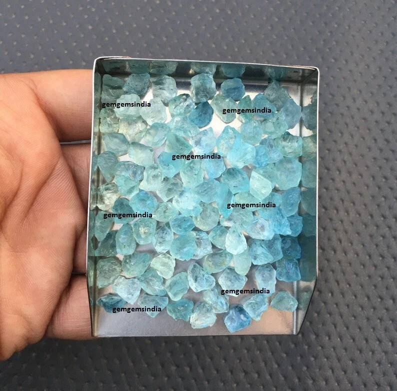 Beautiful Blue Aquamarine 20 Pieces Raw Size 6-8 MM Aquamarine Rough Stone Bulk