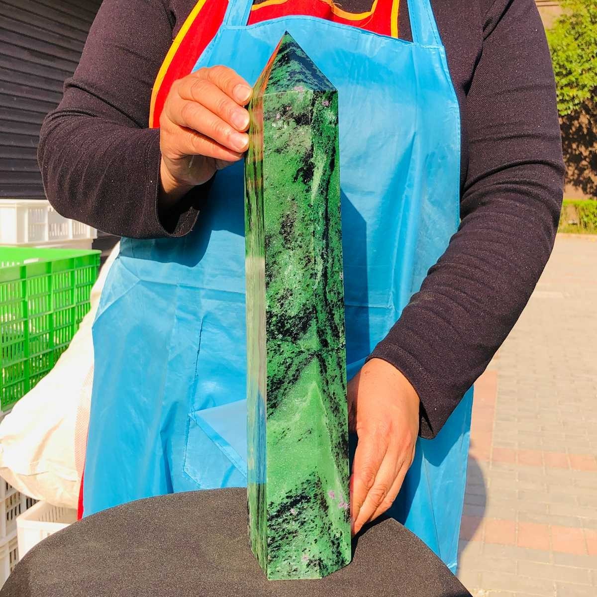 9.59LB Large Natural Red and Green Treasure Crystal Obelisk Specimen Healing