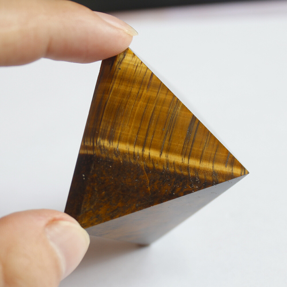 3~5cm Egyptian Pyramid Tiger’s Eye Crystal Triangle Cone Reiki Healing Stone