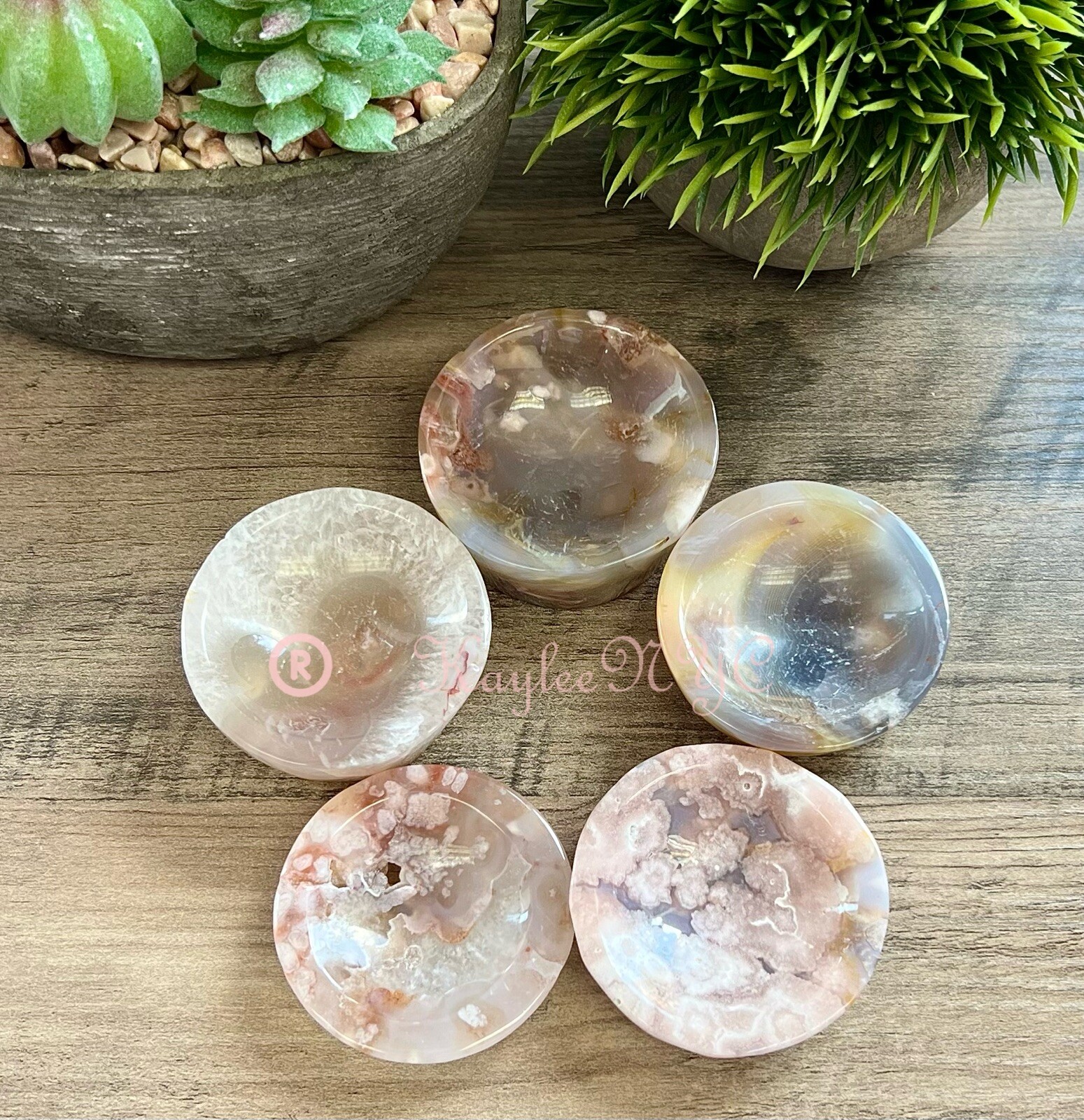Wholesale Lot 5-8 PCs Natural Flower Agate Bowls Crystal Healing 0.9 – 1 Lb