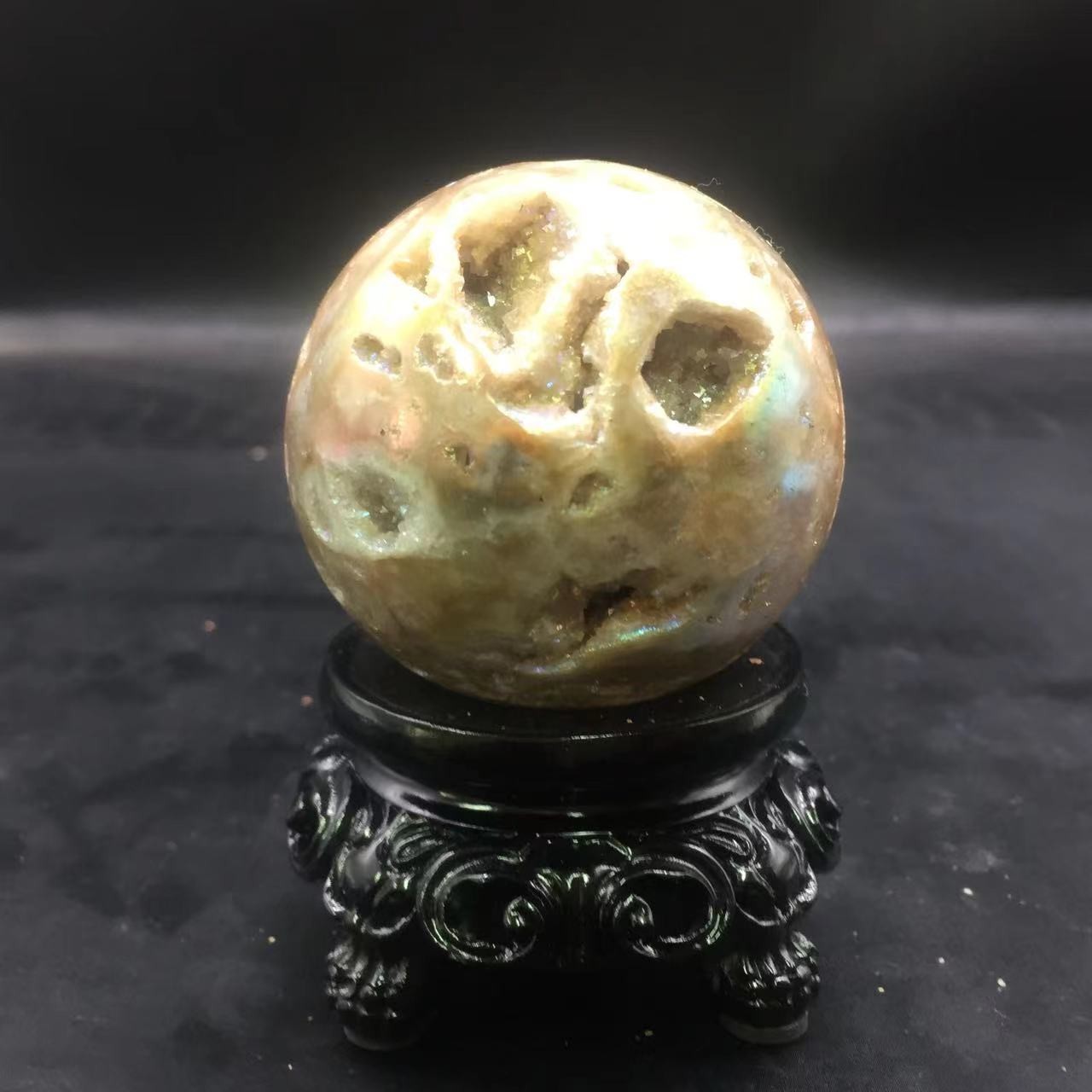Angel Aura Natural Sphalerite Crystal Geode Druzy Ball Healing Decorate 54mm