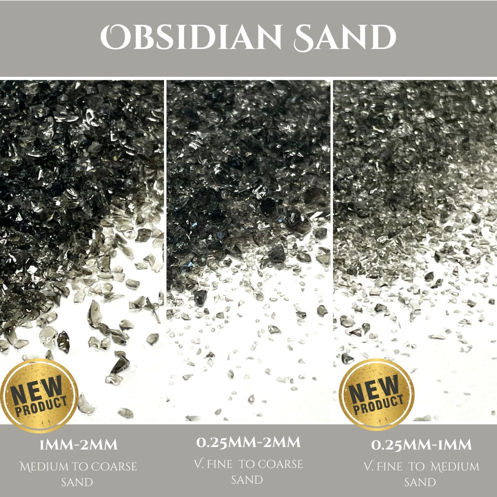 Crushed Black Obsidian Sand from Mexico for Inlay, Resin Jewelry, Mineral Art