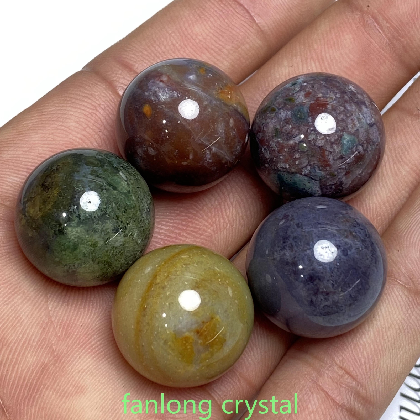 5pc Natural Ocean jasper Ball Sphere Quartz Crystal Mineral Gem Healing 20mm