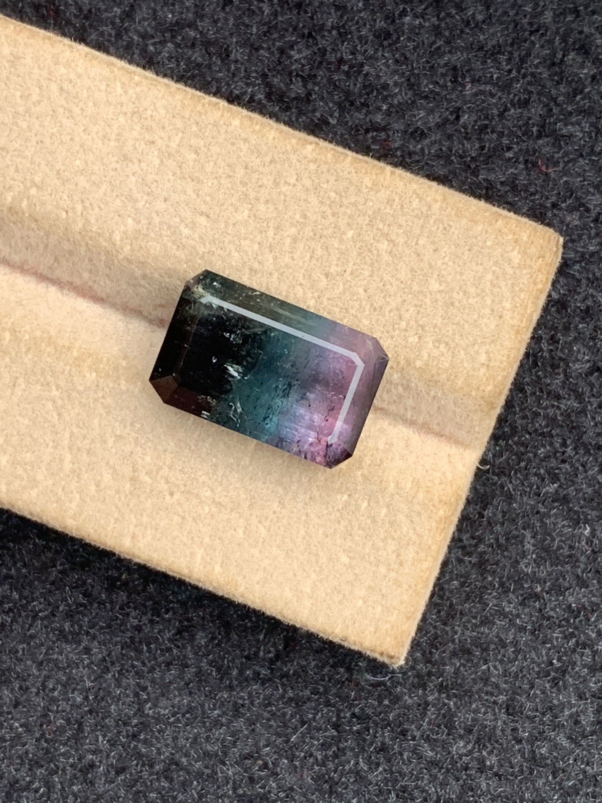 9.2ct natural rare black blue & pink tri colors faceted tourmaline from afg