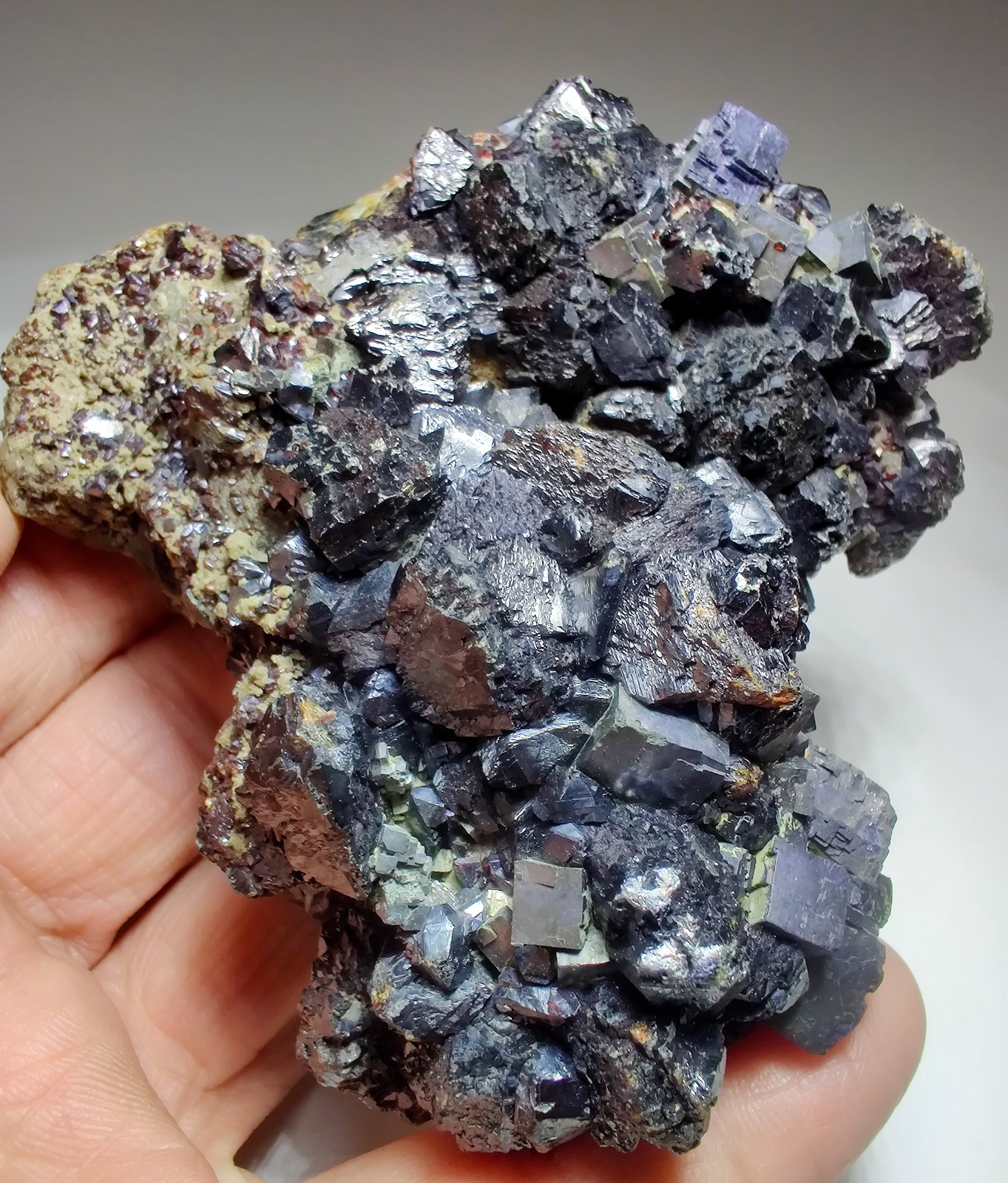 Ruby Jack Sphalerite and Galena crystals on matrix. Picher, Oklahoma. 415 grams.