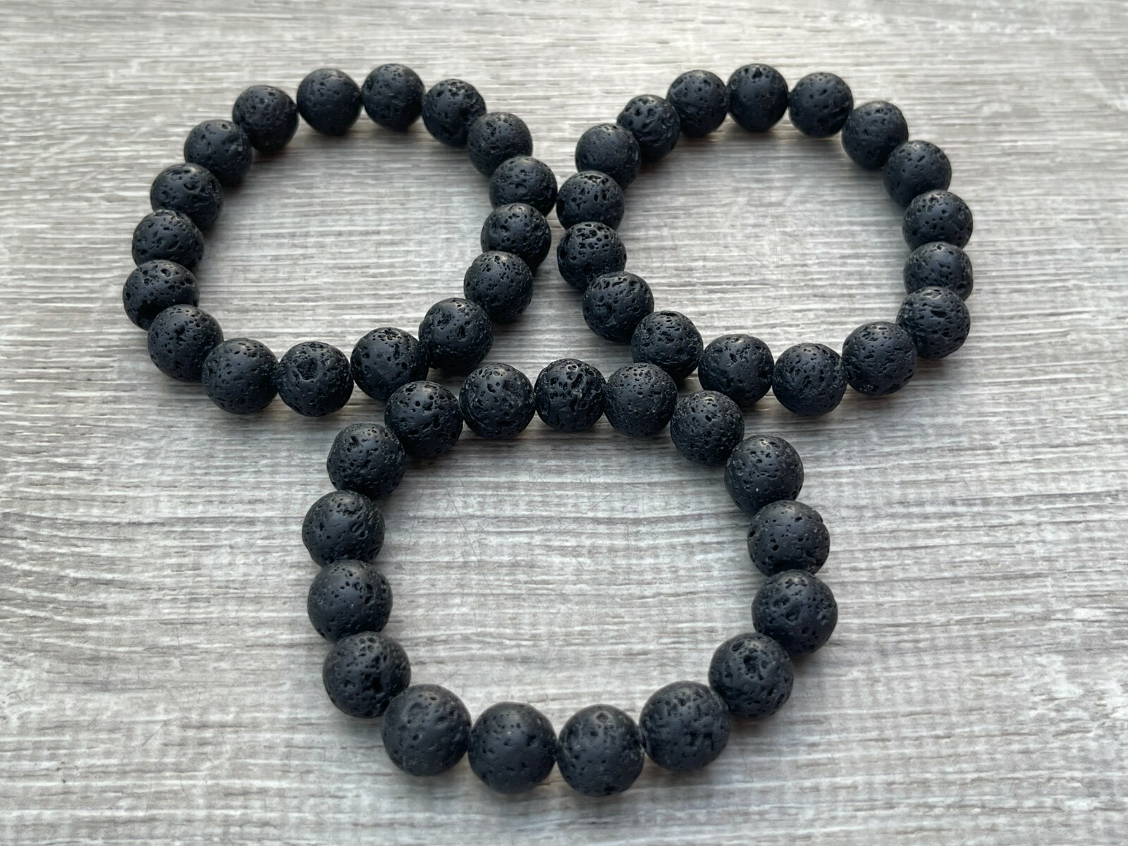 Grade A++ Large Black Lava Rock Crystal Bead Bracelet 8mm,Volcanic Lava Bracelet