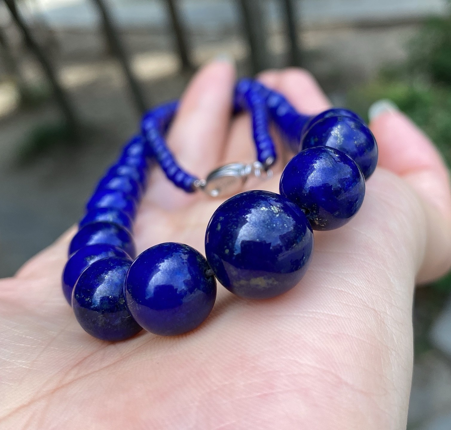 Handmade AAA Old Mine Graduated Strand S925 Silver Ethnic Chakra Ladies Ornament
