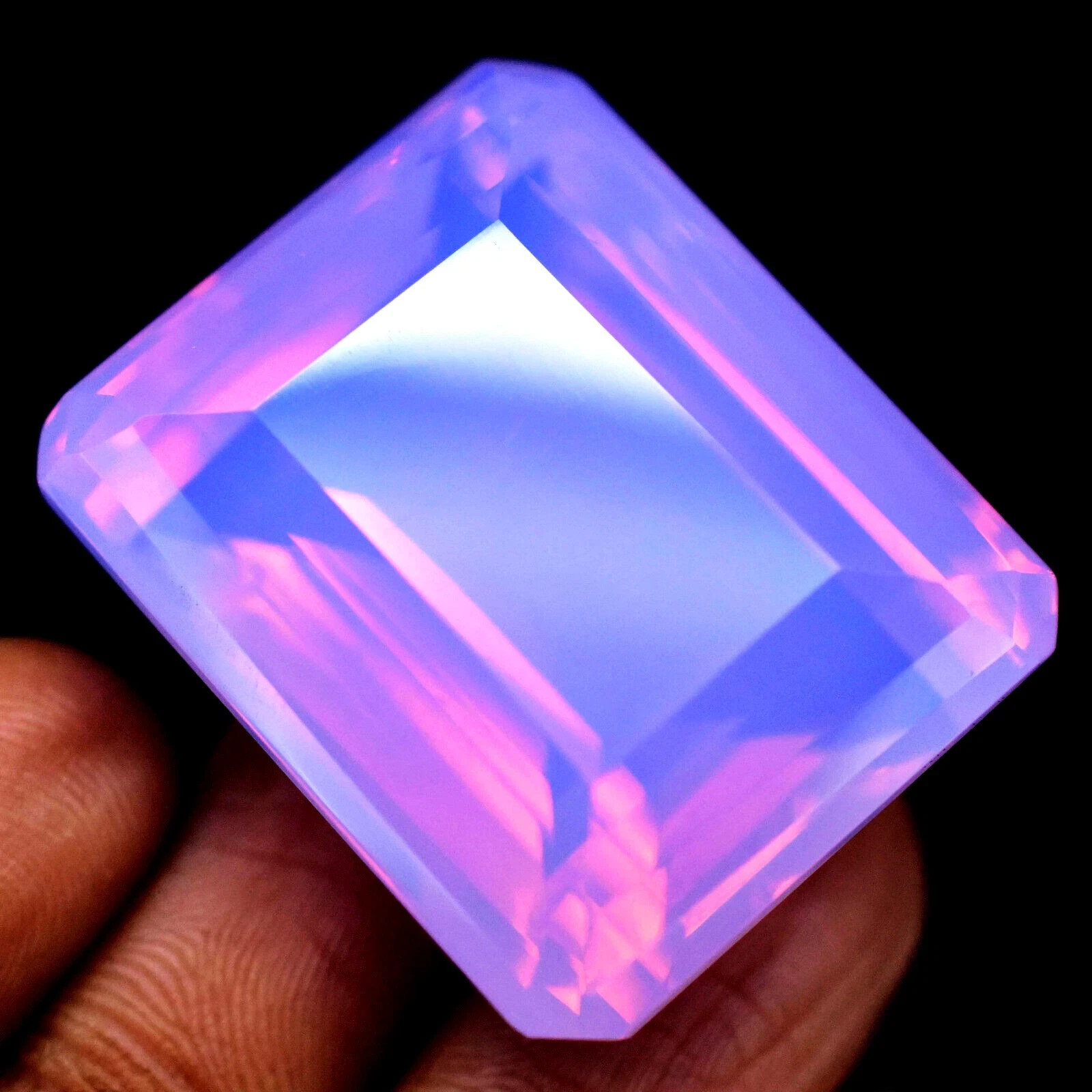 150 CT Certified Purple Pink Opal Emerald Cut Big Size Loose Gemstone Rare Find