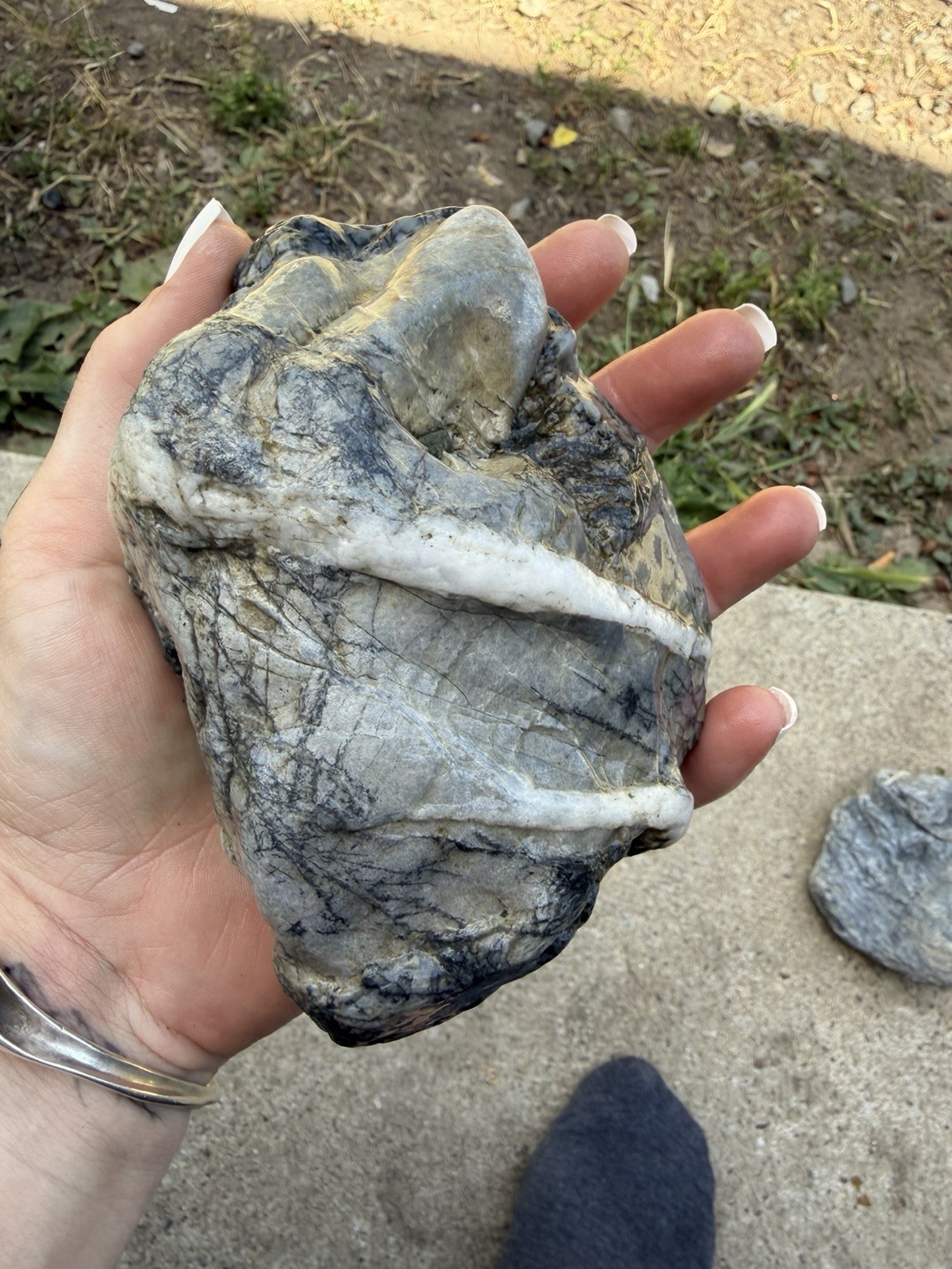 Unique Quartz Veined River Stone Natural Abstract Sculpture Display Specimen