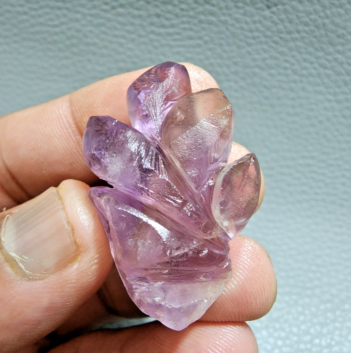88 Ct Top Purple Ametrine Flower Shape Carving Loose Gemstone Jewelry For Making