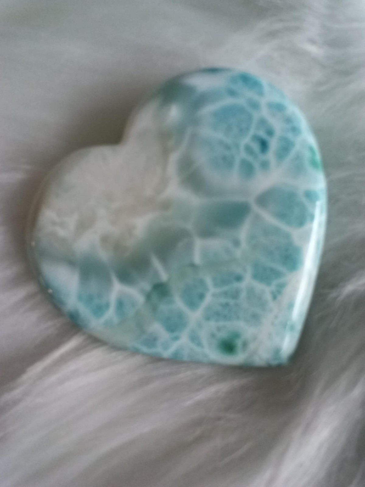 LARGE DOMINICAN REPUBLIC LARIMAR HEART PALMSTONE 65 mm x 66 pt 7 mm x 12 mm