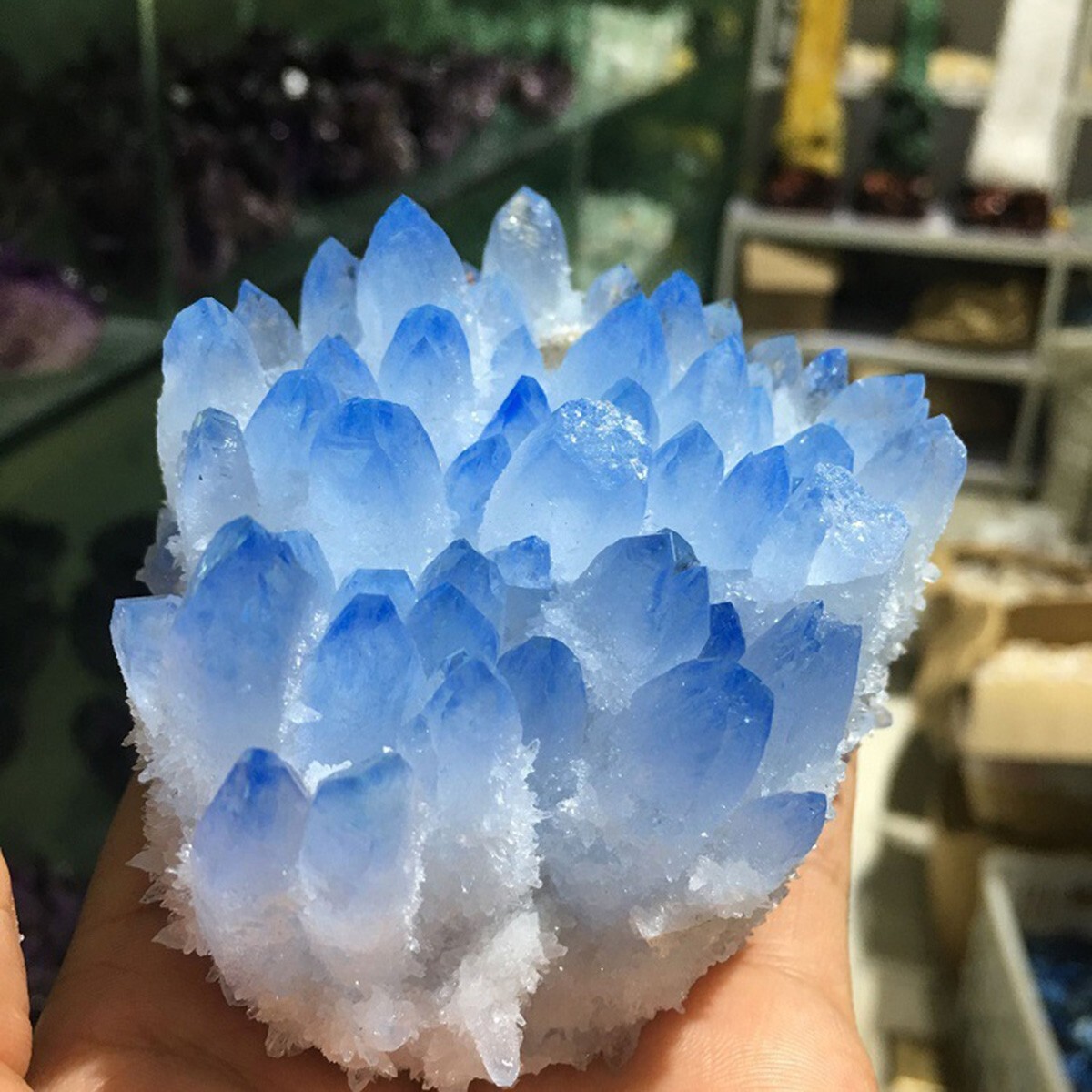 400g+ Rare Large Raw Blue Phantom Quartz Crystal Cluster Quartz Mineral Specimen