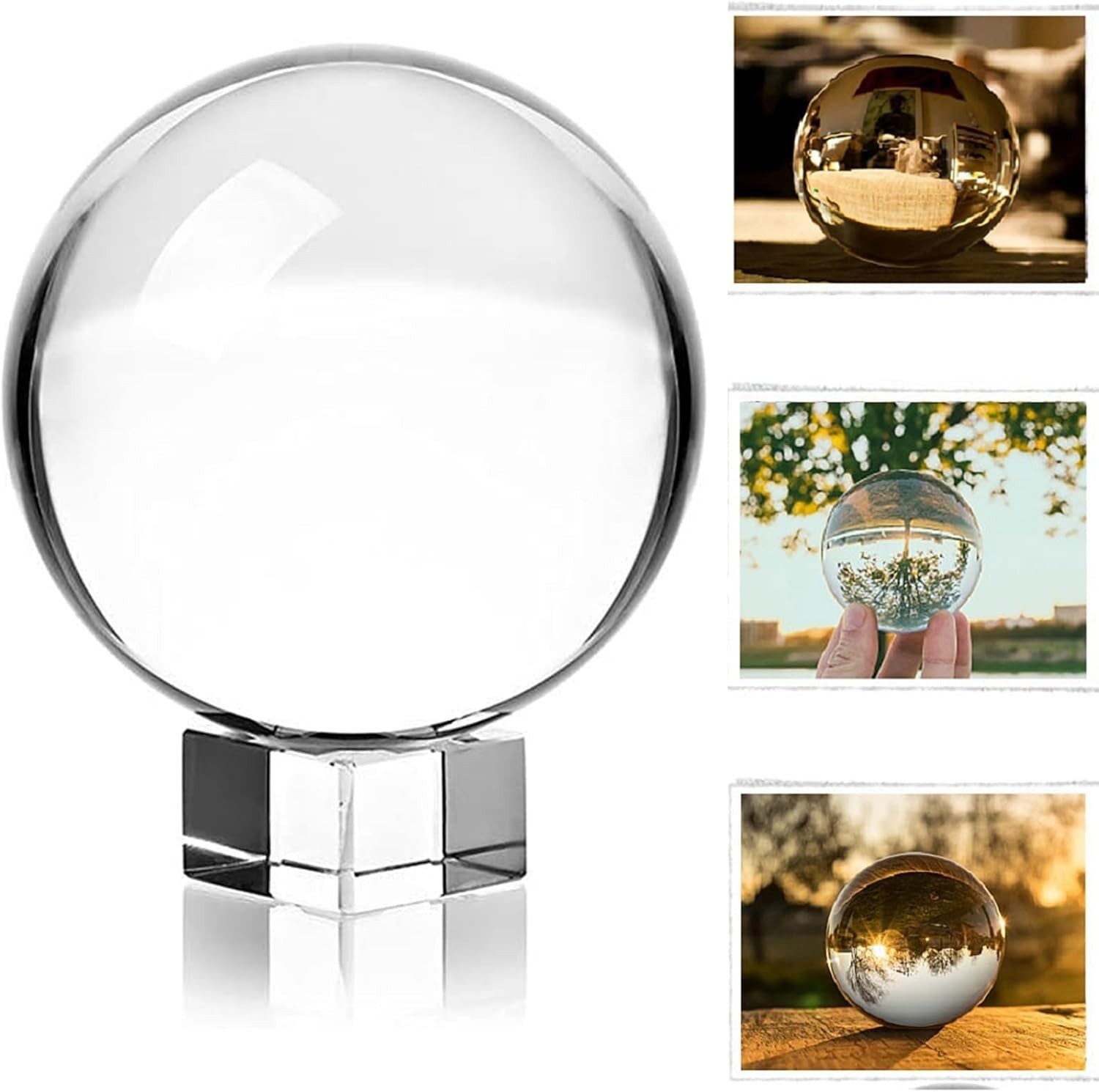Clear K9 Crystal Sphere for Photography & Decor with Stand – Art Deco Charm