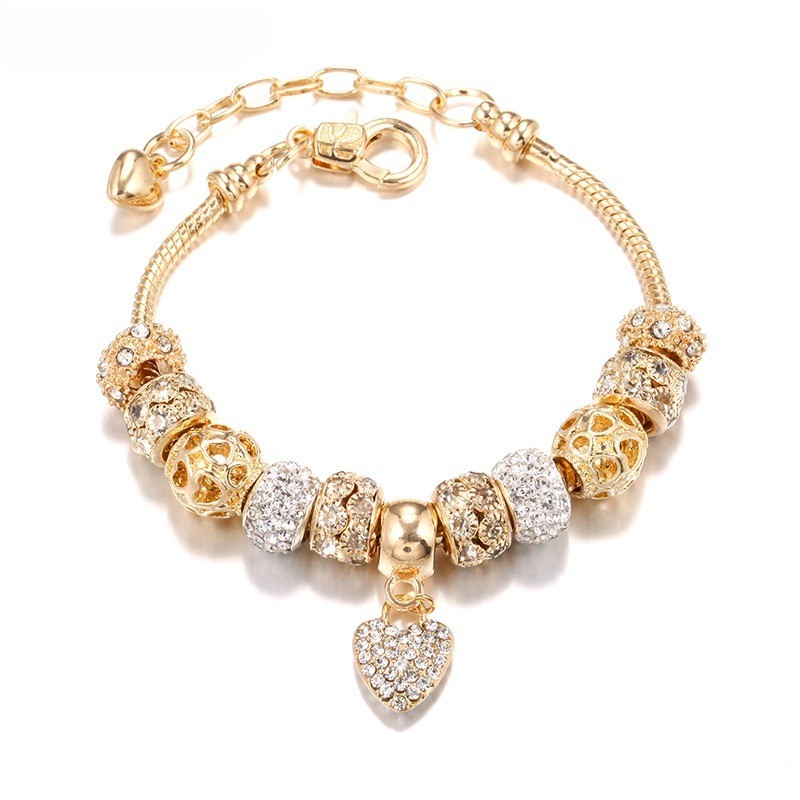 bracelet DIY alloy large hole bead bracelet, golden European bead bracelet jewel