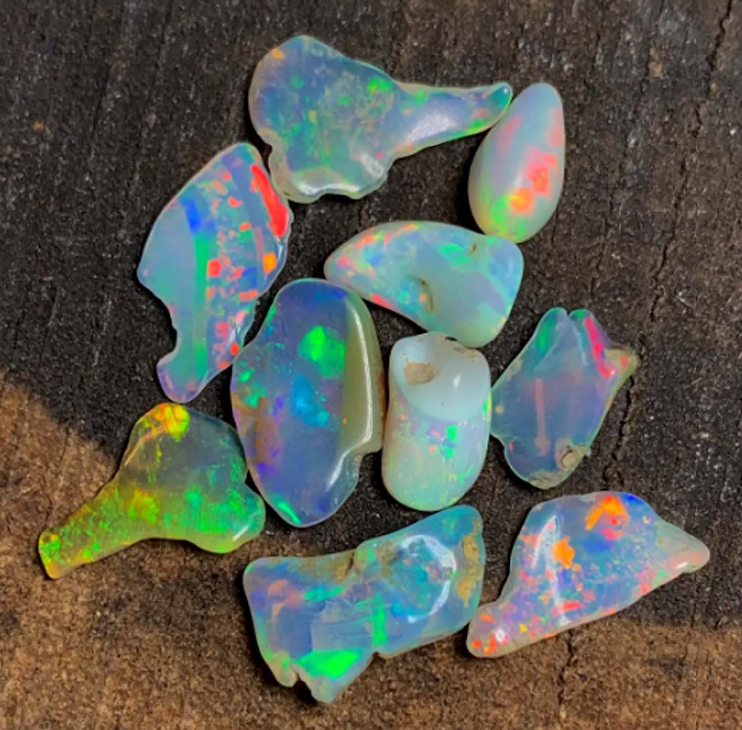 05 Pcs Ethiopian Raw Opal Healing Polished Fire Stone Crystals Rough 08 to 13 mm