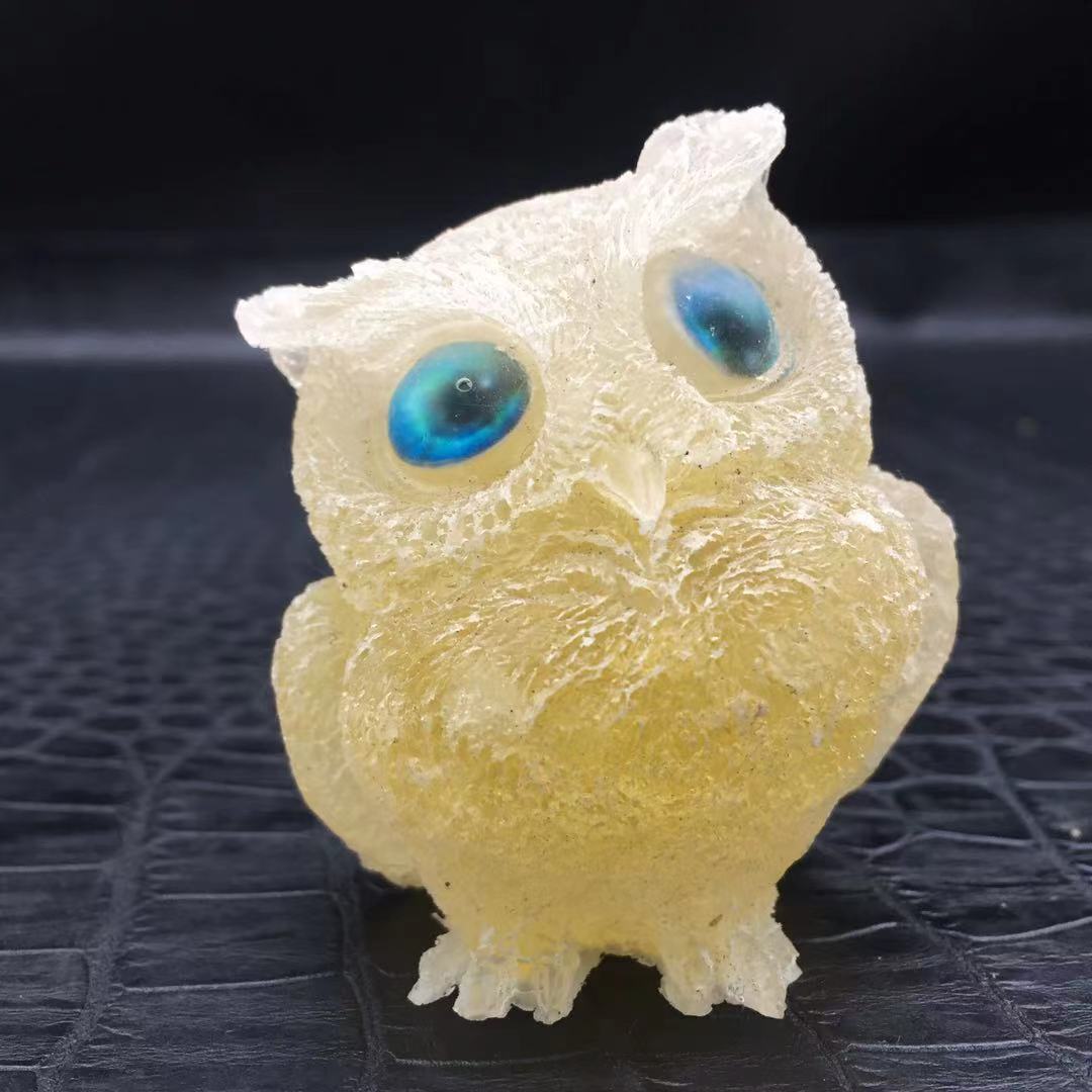 Natural Citrine Crystal Chips Quartz Stone Gravel Resin Owl Healing Decorate 1Pc