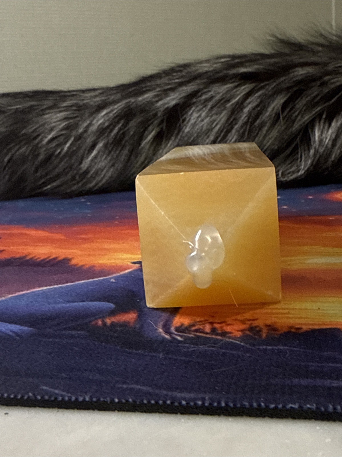 Orange Calcite 6in Natural Point Tower Approximately 440g