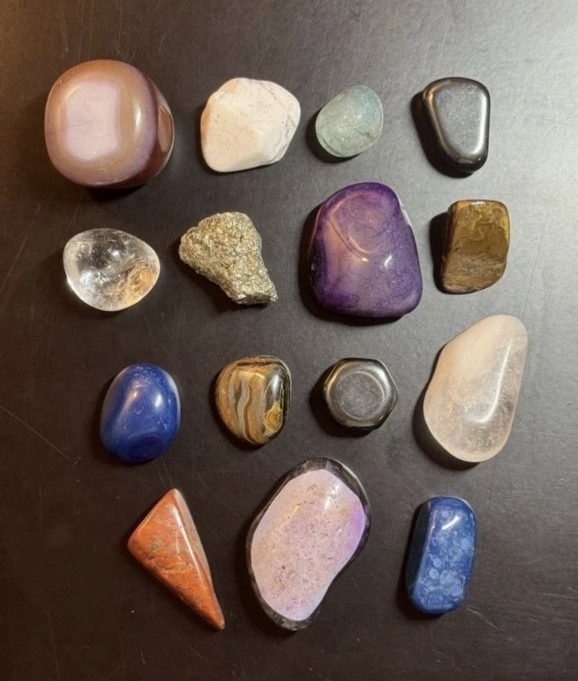 Crystals 15 Assorted Tumbled Gem Stones with Carrying Pouch. Wicca, witchcraft