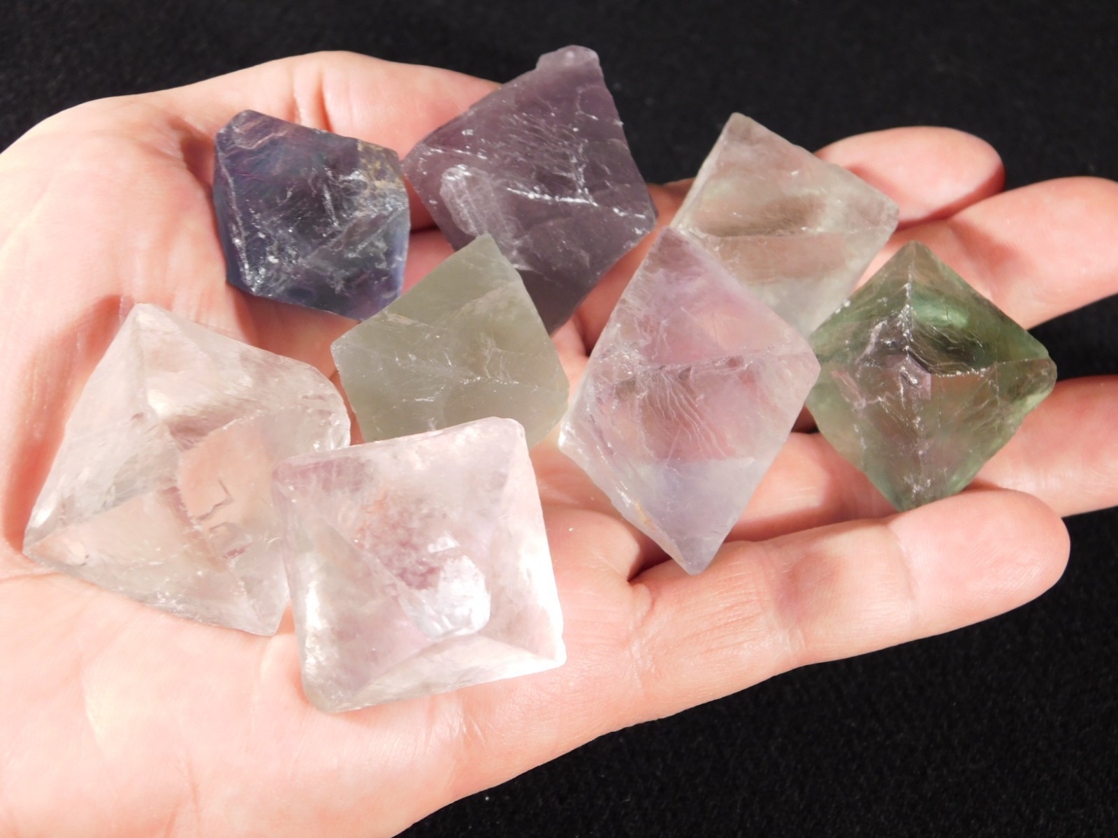Big Lot of EIGHT! Translucent Octahedron FLUORITE Crystals From China 346gr