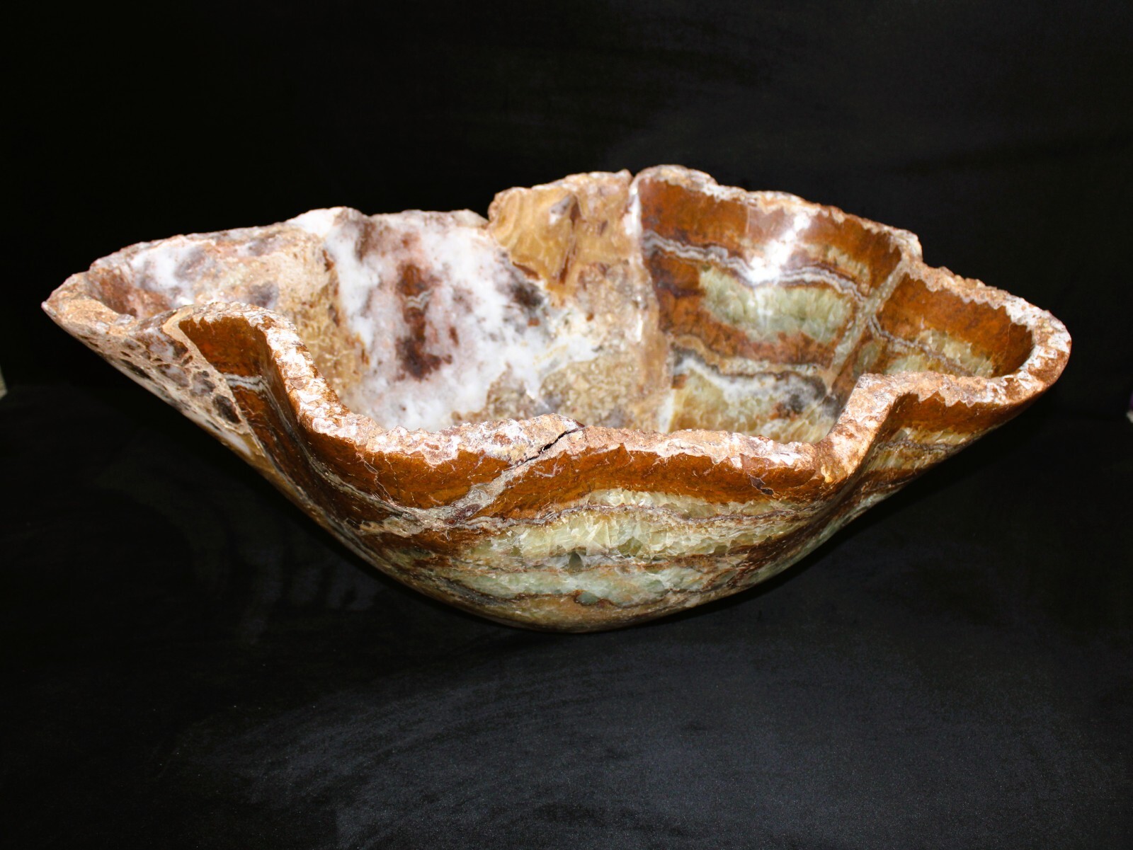 24″ Unique Onyx Stone Bowl, Decorative Bowl Handmade Table Centerpiece