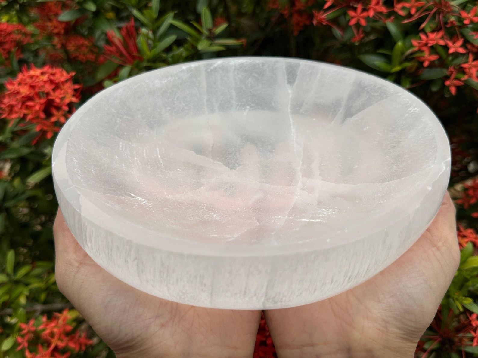 8″ Jumbo Selenite Charging Bowl – Choose Your Shape: Round, Heart, Star, Triple
