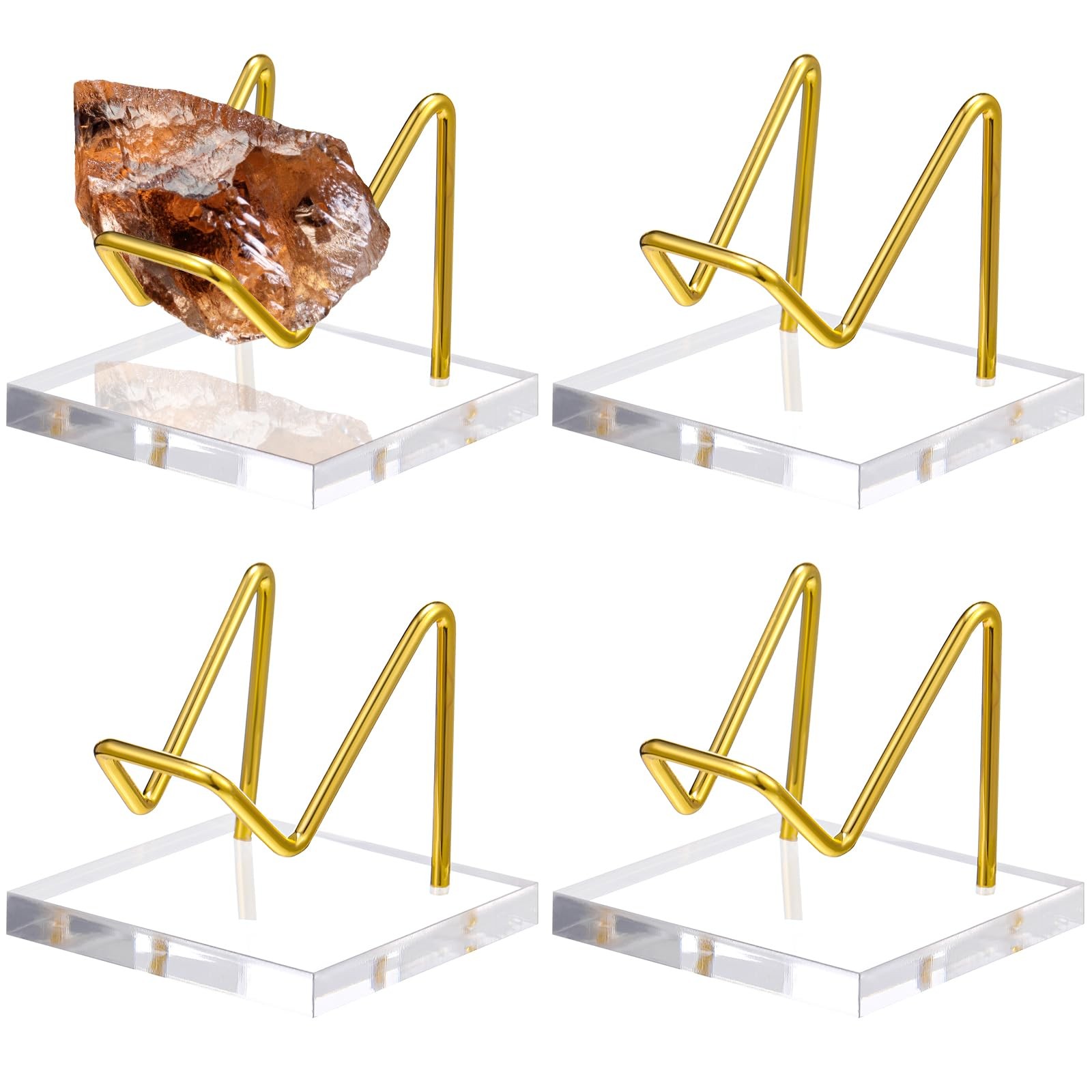 4 Pcs Metal Crystal Display Stand Rock Holder Crystal Display Shelf with Meta…