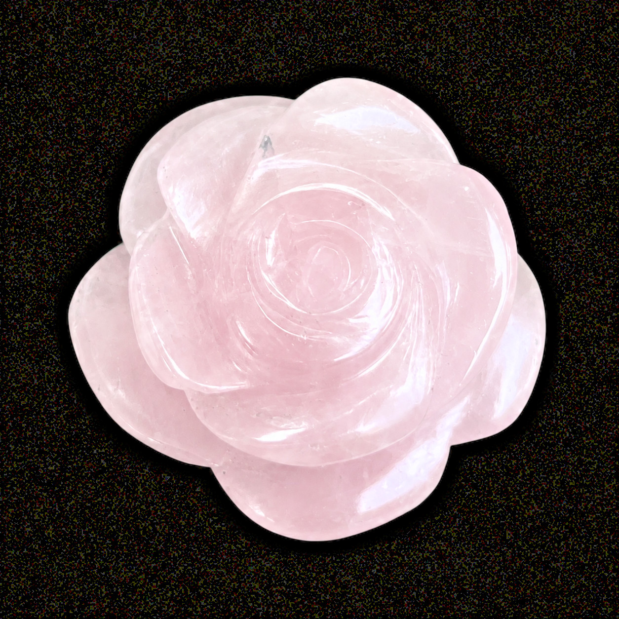 Premium Rose Quartz Flower Carving 44mm Natural Sculpture Love Chakra Crystal AA