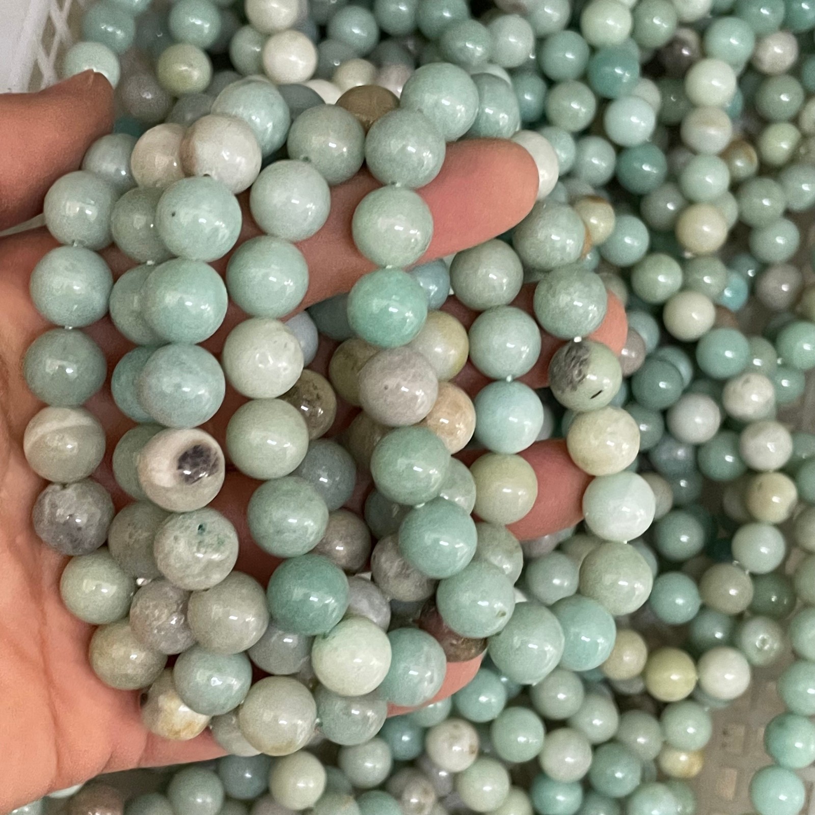 10pcs Natural Amazonite Stone Bracelet Gemstone Healing Size 10mm
