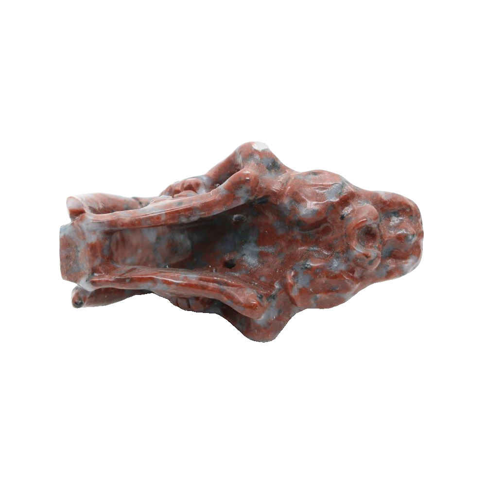 3″ RED WHITE STONE Carved Saber-toothed tiger Crystal Skull Random 1pc