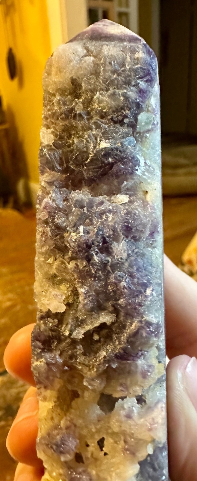 Purple fluorite crytal tower carving with banding Free shipping
