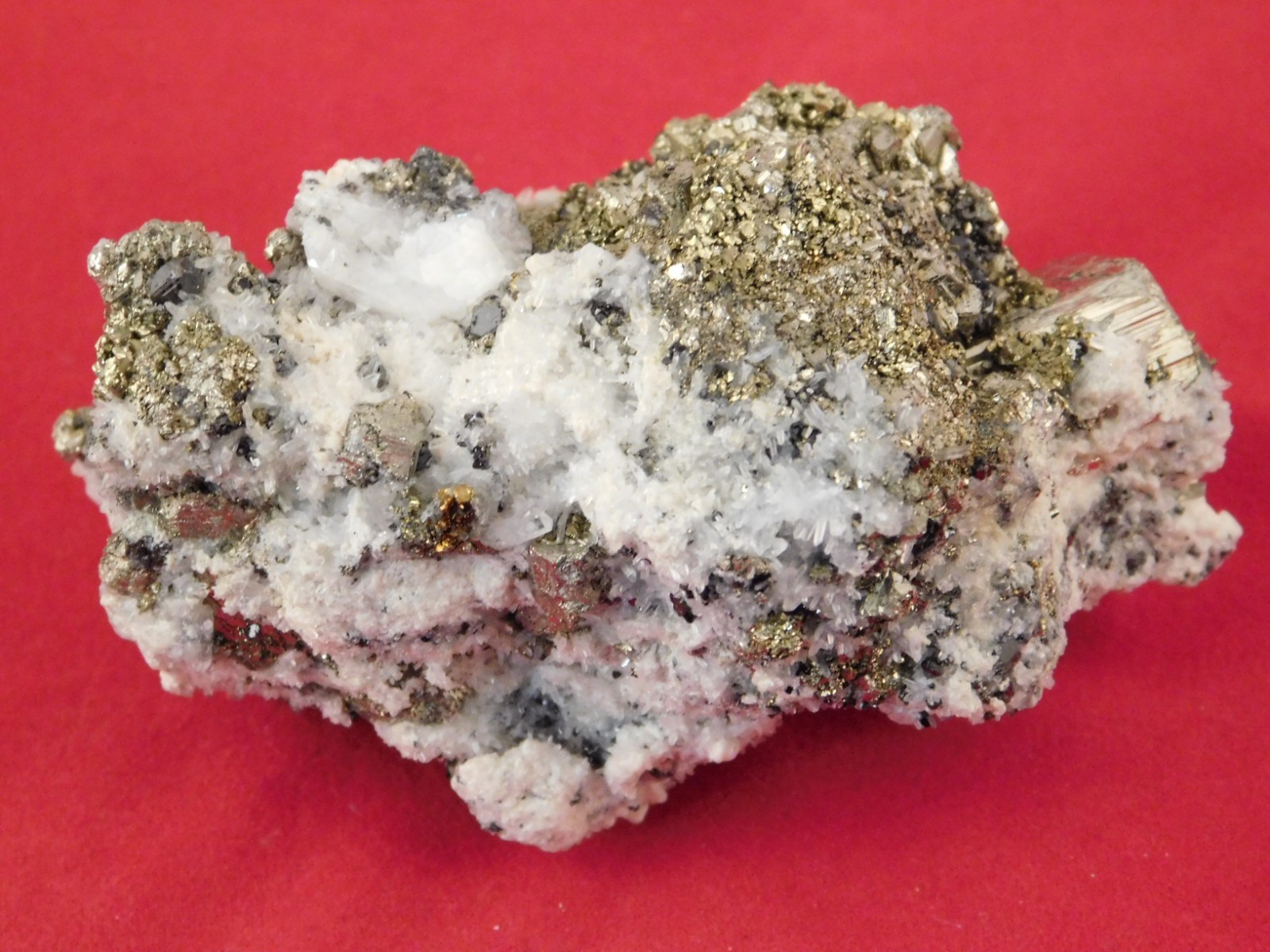 Druzy PYRITE Crystal CUBE Cluster with Sphalerite and Chalcopyrite Peru 188gr