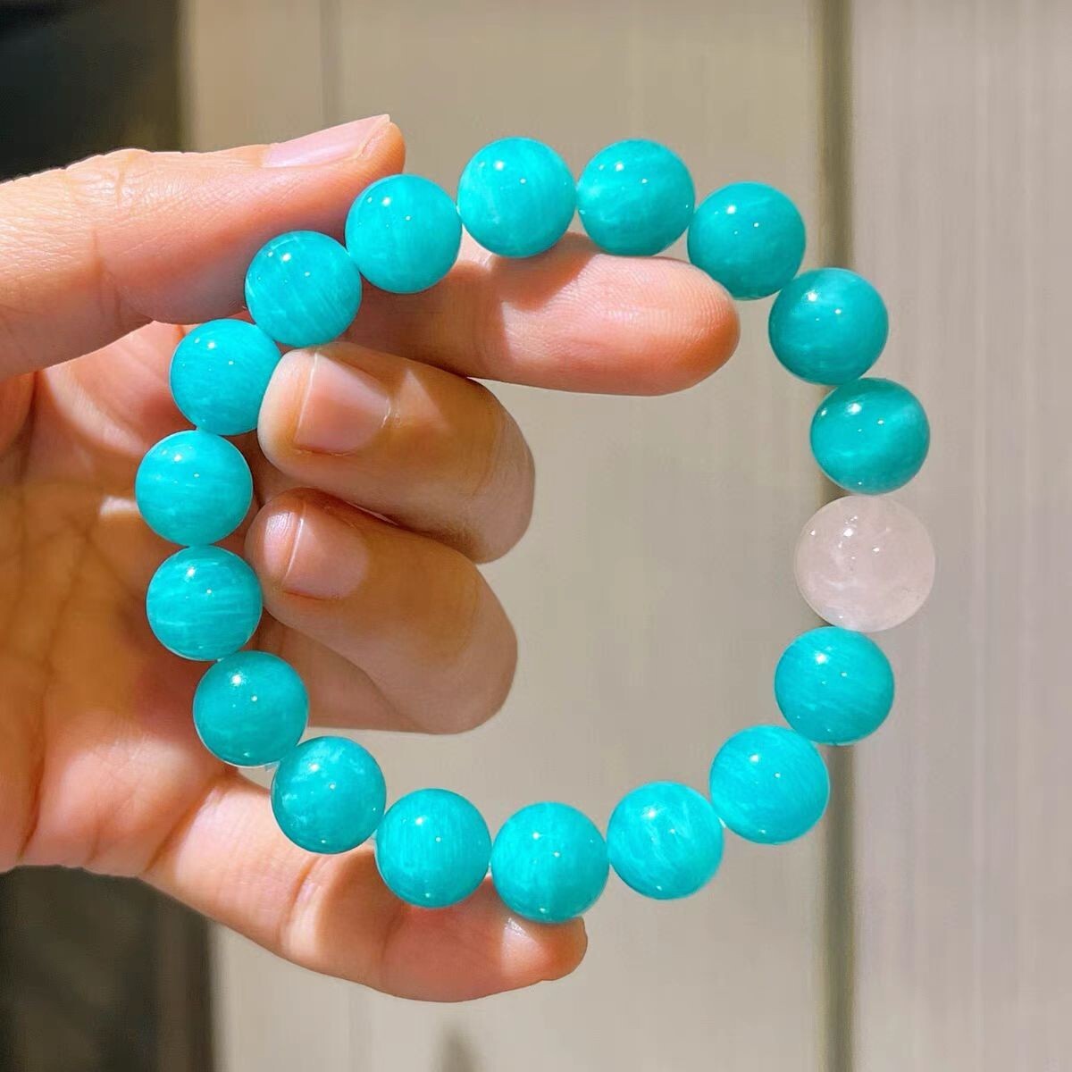 Natural Amazonite and Rose Quartz Bracelet – Mother’s Day Gift