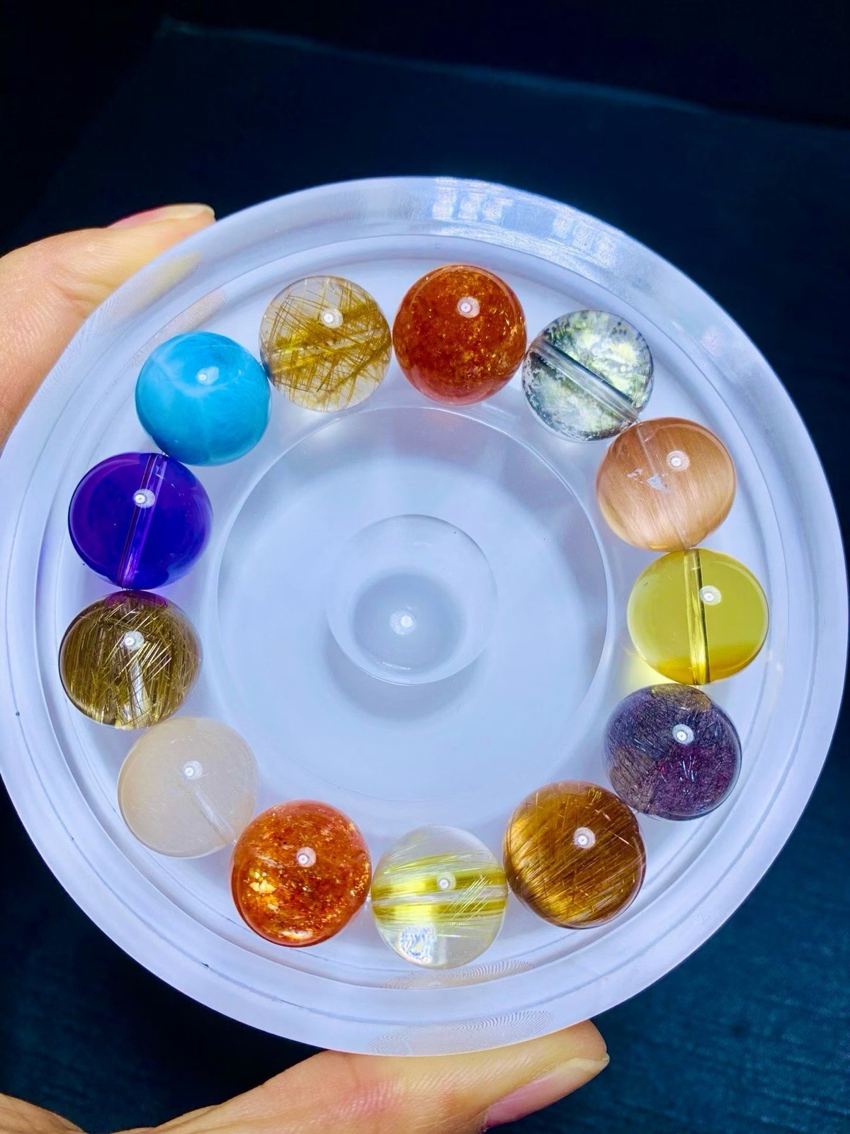 15.5MM Top Natural Multi Gemstone Crystal Bracelet Quartz Reiki Healing Repair