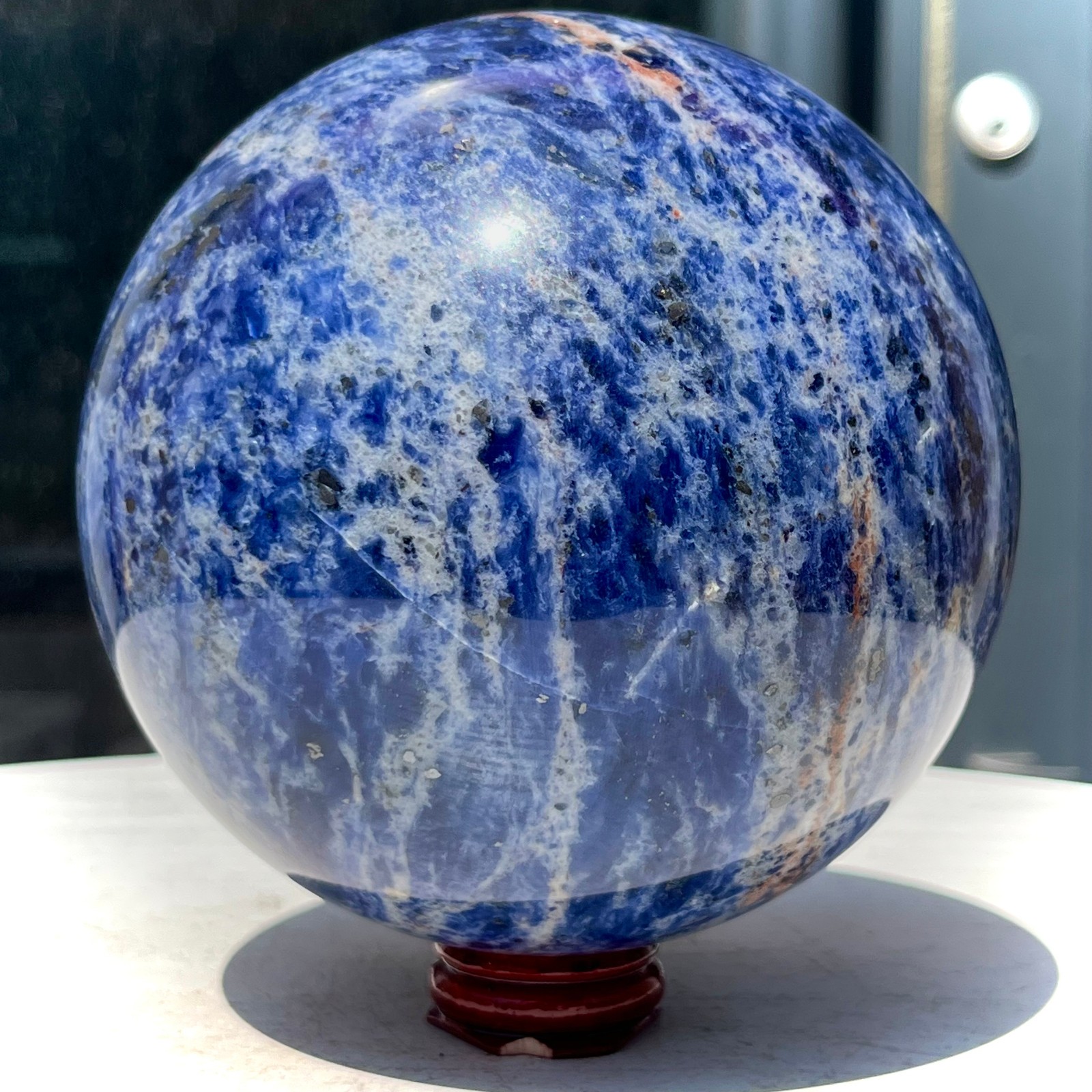 Genuine Blue Sodalite Sphere Unique Spiritual Healing Crystal Ball Gift 4.6 lb