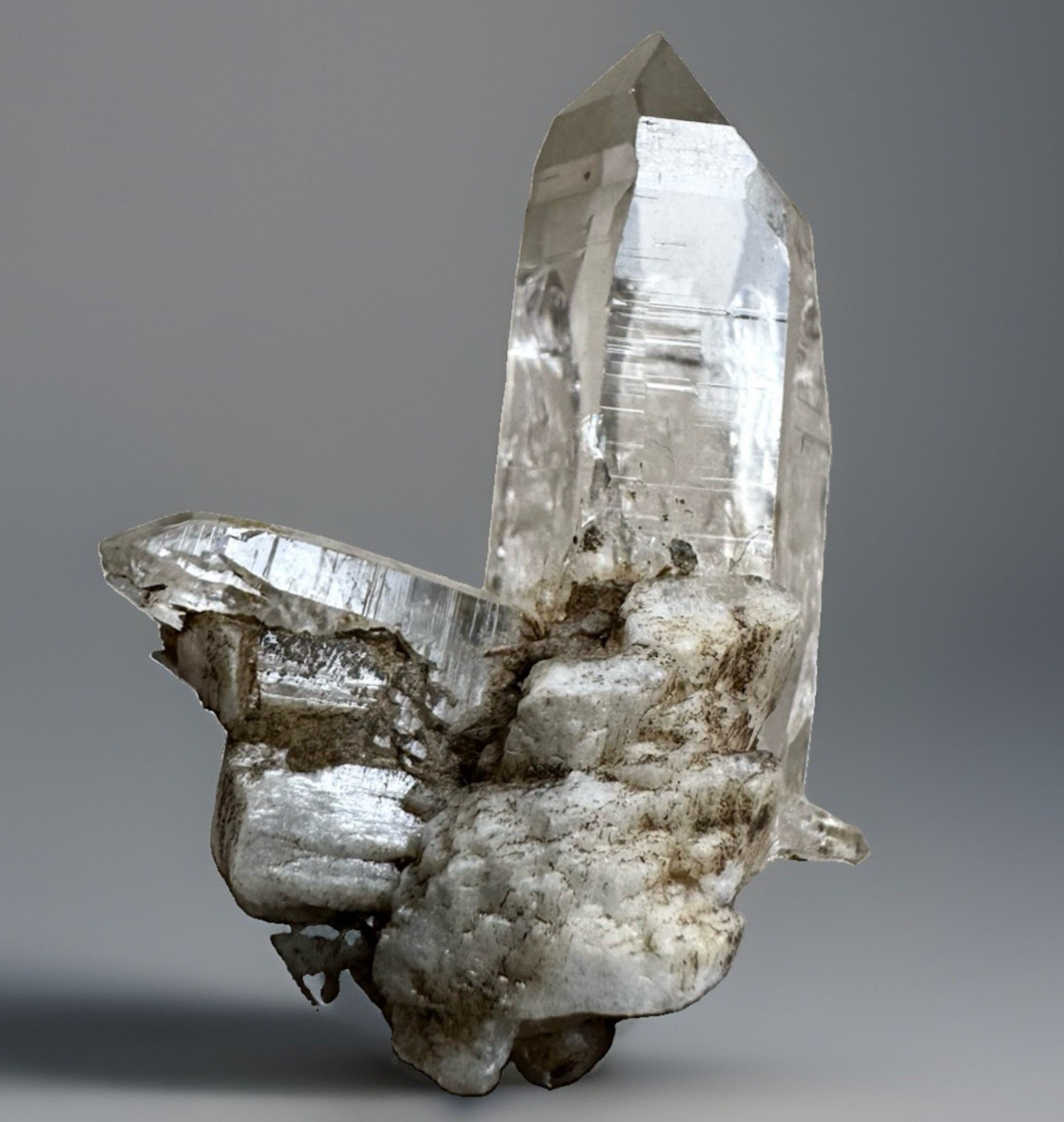 “Mountain Sentinel” Hashupi Himalayan Akashic Quartz on Feldspar & Mica Crystal