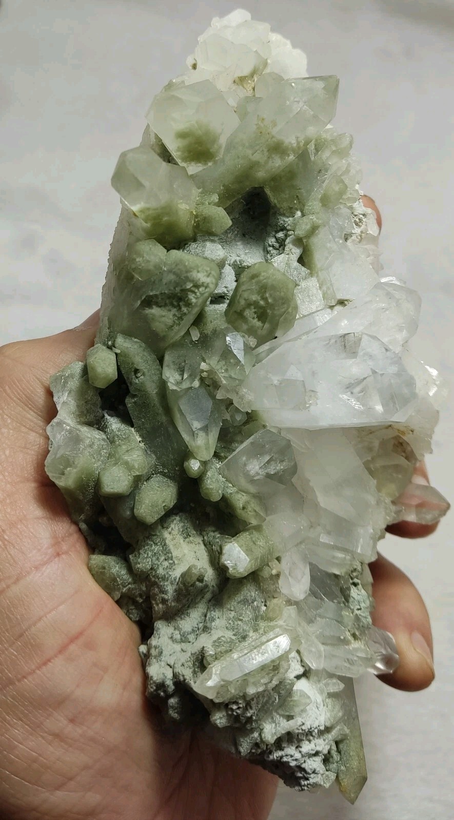 Natural terminated chlorite Quartz cluster 504 grams