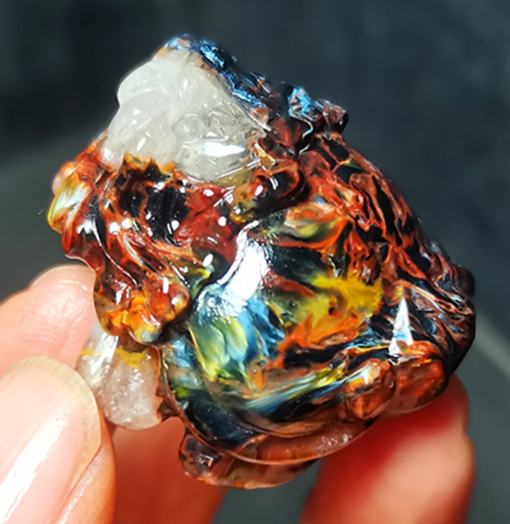 34.3g Natural Namibia ” Pietersite” Gemstone Hand-carved Dragon Tortoise WYY3865