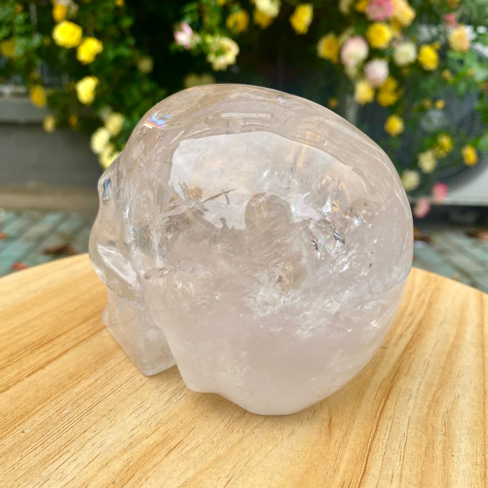 2.46LB TOP! White melting quartz hand carved crystal skull gem reiki healing