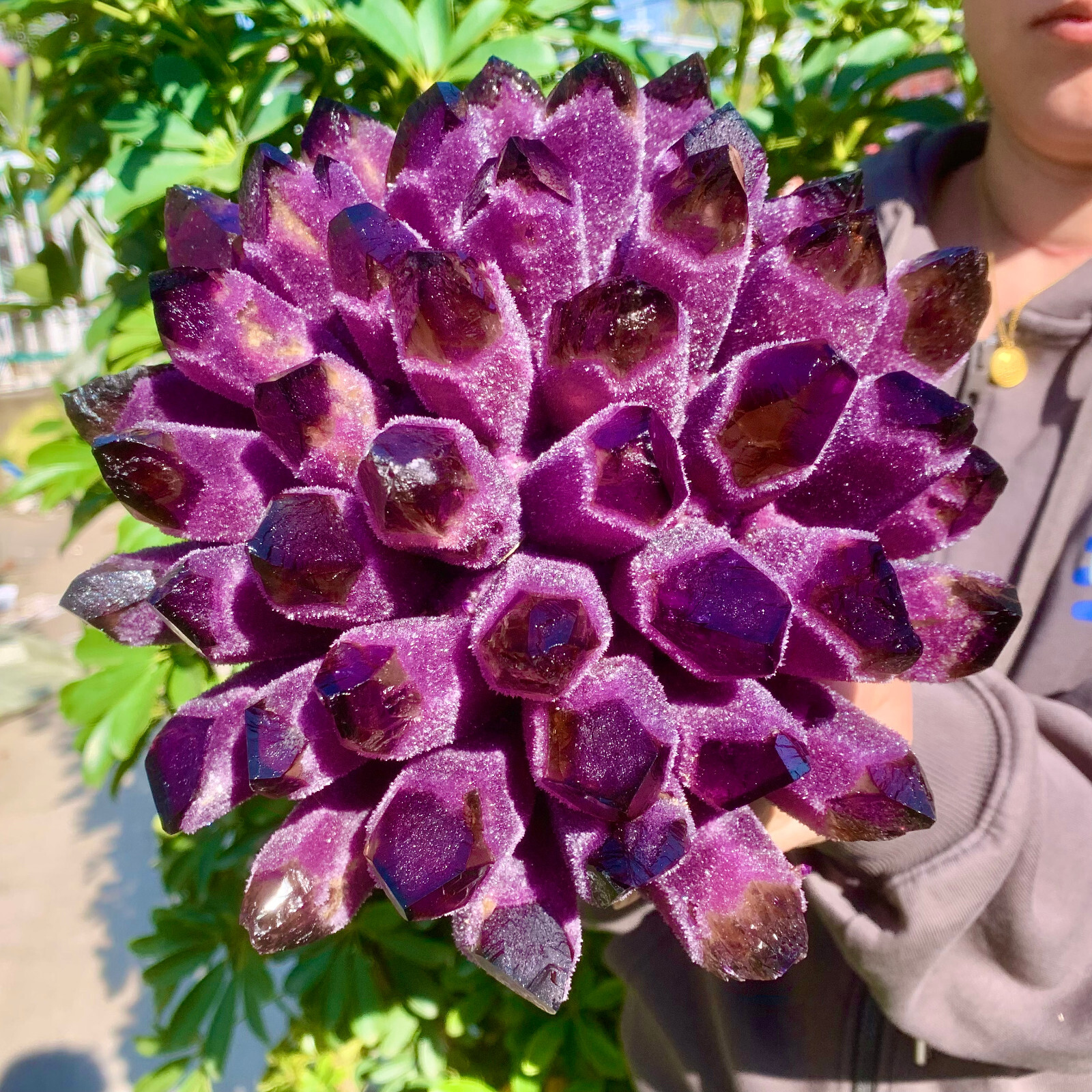 9.2LB Raw Dark Purple Phantom Amethyst Cluster Crystal Geode Specimens Ornament
