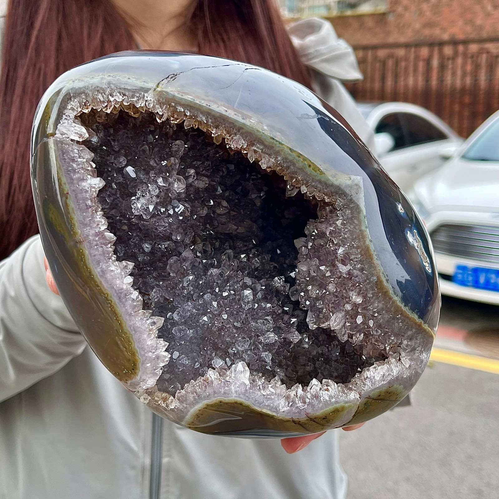 8.99LB High quality amethyst agate coin bags attract wealth crystal specimens