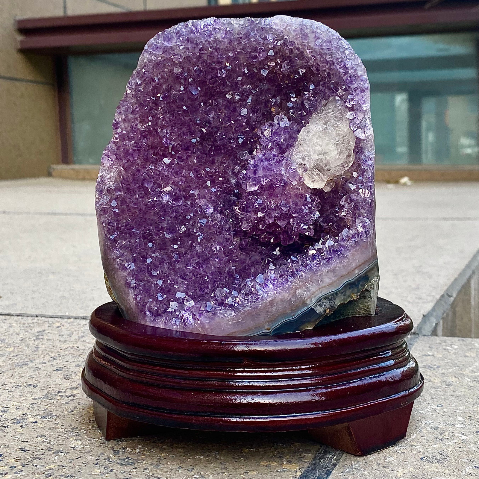 6.65LB Natural Uruguayan Amethyst Quartz Cave Geode Crystal Healing+base