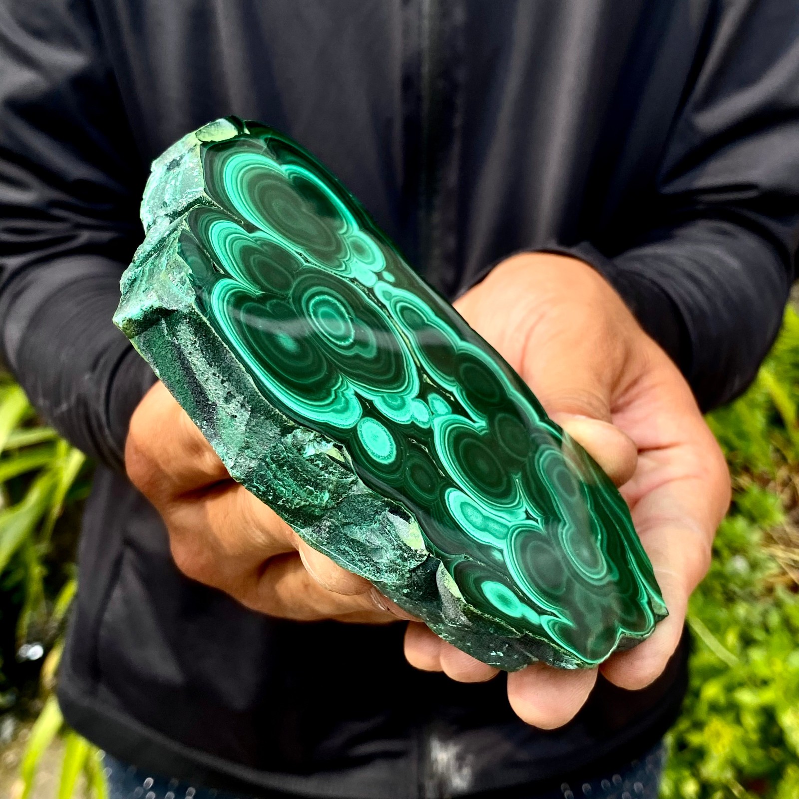 454G Natural malachite slice quartz crystal luster mineral specimen
