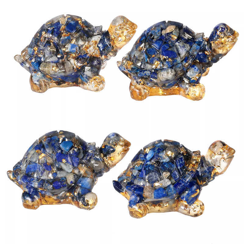 Natural Lapis Lazuli Quartz Crystal Tortoise Epoxy Resin Gemstone Turtle Healing