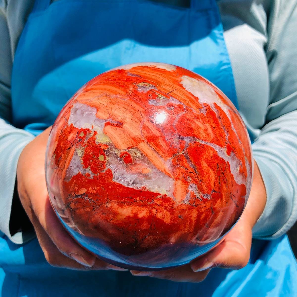 5.96LB Natural red jade ball quartz crystal ball, spiritual energy healing